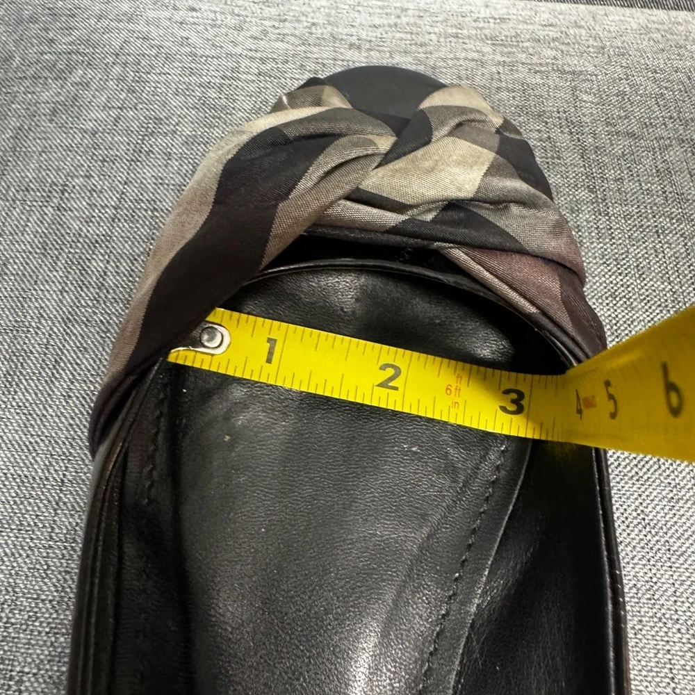 Burberry Black Plaid Knot-Front Ballet Flats - Picture 12 of 15